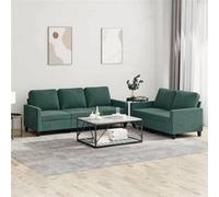 vidaXL Ensemble de canapés 2 pcs avec coussins et accoudoirs, moderne, velours vert foncé