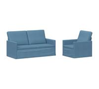 vidaXL Ensemble de Canapés 2 pcs Bleu Tissu en Velours côtelé