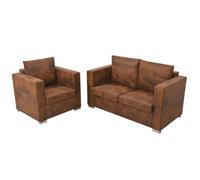 vidaXL Ensemble de Canapés 2 pcs Canapé de Salle de Séjour Sofa de Salon Sofa de Salle de Séjour Maison Intérieur Cuir Daim 274883