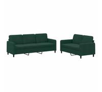 vidaXL Ensemble de canapés 2 pcs moderne avec accoudoirs, dossier et coussins – velours vert foncé