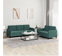 vidaXL Ensemble de canapés 2 pcs moderne avec accoudoirs, dossier et coussins – velours vert foncé