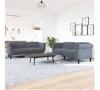 vidaXL – Ensemble de canapés 2 pcs – Chaise avec accoudoirs et dossier – Velours gris foncé