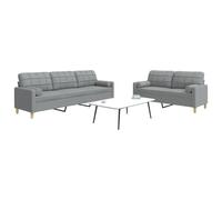 vidaXL Ensemble de canapés 2 pcs coussins décoratifs gris clair tissu
