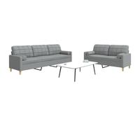 Vidaxl Ensemble De Canapés 2 Pcs Coussins Décoratifs Gris Clair Tissu Gris