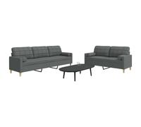 Vidaxl Ensemble De Canapés 2 Pcs Coussins Décoratifs Gris Foncé Tissu Gris