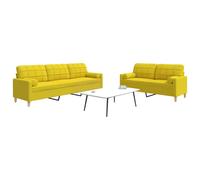 Vidaxl Ensemble De Canapés 2 Pcs Coussins Décoratifs Jaune Clair Tissu Jaune