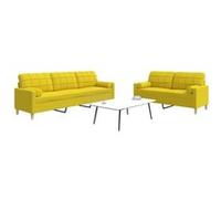 Vidaxl Ensemble De Canapés 2 Pcs Coussins Décoratifs Jaune Clair Tissu Jaune