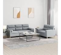 Vidaxl Ensemble De Canapés 2 Pcs Coussins Gris Clair Tissu Gris