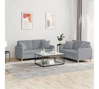 vidaXL Ensemble de canapés 2 pièces avec coussins tissu gris clair