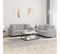 vidaXL Ensemble de canapés 2 pcs coussins Gris clair Tissu microfibre Gris clair G