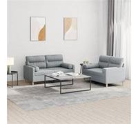 Vidaxl Ensemble De Canapés 2 Pcs Coussins Gris Clair Tissu Gris