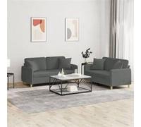 vidaXL Ensemble de canapés 2 pcs – Moderne, avec coussins et accoudoirs – Tissu gris foncé