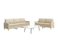vidaXL Ensemble de canapés 2 pcs crème tissu, canapé, siège de canapé, canapé relax, canapé confort, fauteuil de télévision 3278321