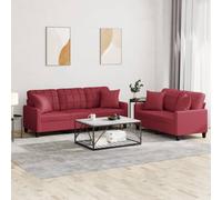 Ensemble de canapés 2 pcs et coussins rouge bordeaux similicuir