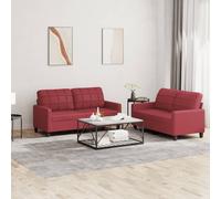 Vidaxl Ensemble De Canapés 2 Pcs Et Coussins Rouge Bordeaux Similicuir Multicolore
