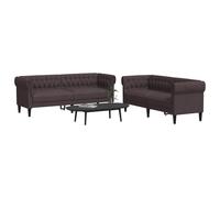 Vidaxl Ensemble De Canapés 2 Pcs Marron Foncé Tissu Marron