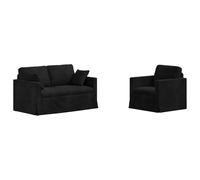 vidaXL Ensemble de Canapés 2 pcs Noir 138 x 78 x 80 cm Velours, Salon, Forme rectangulaire, Design Moderne, matériaux durables