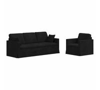 vidaXL Ensemble de Canapés 2 pcs Noir 198 x 78 x 80 cm Velours, Salon, Forme rectangulaire, Design Moderne, matériaux durables