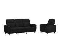 vidaXL Ensemble de Canapés 2 pcs Noir Tissu