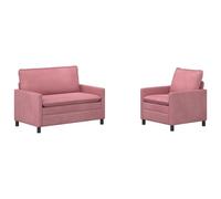vidaXL Ensemble de Canapés 2 pcs Rose Velours, Canapé Moderne, élégant Fauteuil, Coin Salon intérieur, Rembourrage Confortable, mobilier Polyvalent, Design Chic