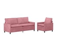 vidaXL Ensemble de Canapés 2 pcs Rose Velours, Canapé Moderne, élégant Fauteuil, Coin Salon intérieur, Rembourrage Confortable, mobilier Polyvalent, Design Chic
