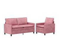 vidaXL Ensemble de Canapés 2 pcs Rose Velours, Canapé Moderne, élégant Fauteuil, Coin Salon intérieur, Rembourrage Confortable, mobilier Polyvalent, Design Chic