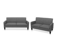 vidaXL Ensemble de Canapés 2 pcs Sofa de Bureau Canapé de Salon Canapé de Salle de Séjour Sofa de Salon Maison Intérieur Tissu Gris Foncé