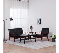 vidaXL Ensemble de canapés 2 pcs Noir Similicuir Noir G