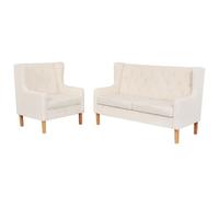 Vidaxl Ensemble De Canapés 2 Pcs Tissu Blanc Crème Blanc