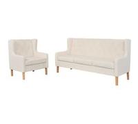 Ensemble de canapés 2 pcs Tissu Blanc crème