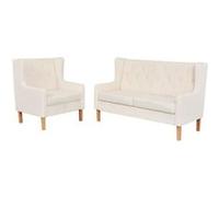 vidaXL Ensemble de canapés 2 pcs tissu blanc crème