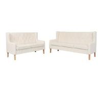 vidaXL Ensemble de canapés 2 pcs Tissu Blanc crème Blanc G