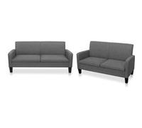 vidaXL Ensemble de Canapés 2 pcs Sofa de Bureau Canapé de Salon Canapé de Salle de Séjour Sofa de Salon Maison Intérieur Tissu Gris Foncé