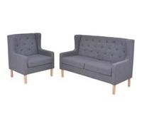 Canapés 2 pcs Tissu Gris Mobilier Fauteuil Chaise Canapé de Salon vidaXL