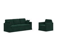 vidaXL Ensemble de Canapés 2 pcs Vert foncé 198 x 78 x 80 cm Velours, Salon, Forme rectangulaire, Design Moderne, matériaux durables