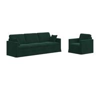vidaXL Canapé 2 pcs Vert foncé 228 x 78 x 80 cm Velours