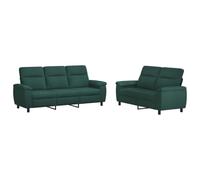 vidaXL Ensemble de Canapés 2 pcs Vert foncé Tissu
