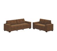 Set De Canapés Vidaxl Ensemble De 2 Marron Tissu Stylé Contemporain