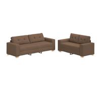 vidaXL Ensemble de canapés 2 pièces avec Coussins Marron