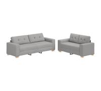 vidaXL Ensemble de Canapés 2 Pièces avec Coussins Tissu Gris Nuage