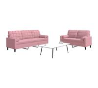 vidaXL Ensemble de canapés 2pcs et coussins et traversins rose velours