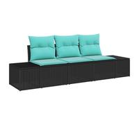 vidaXL Ensemble de Canapés 3 pc Noir polyrotin | Tu peux réorganiser les éléments pour que ça colle à ton espace, En Poly Rattan résistant aux UV, ce canapé supporte bien le
