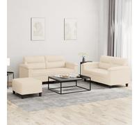 Vidaxl Ensemble De Canapés 3 Pcs Avec Coussins Beige Tissu Microfibre Beige