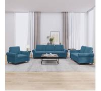 vidaXL Ensemble de canapés 3 pcs avec coussins Bleu velours