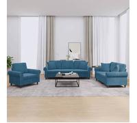 vidaXL Ensemble de canapés 3 pcs avec coussins bleu velours 3202199