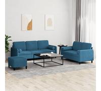 Vidaxl Ensemble De Canapés 3 Pcs Avec Coussins Bleu Velours Bleu