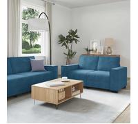 vidaXL Ensemble de canapés 3 pcs avec coussins Bleu Velours, canapé, siège de canapé, canapé relax, canapé confort, fauteuil