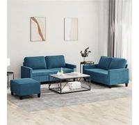 vidaXL Ensemble de canapés 3 pcs avec coussins Bleu Velours