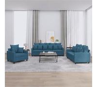 Vidaxl Ensemble De Canapés 3 Pcs Avec Coussins Bleu Velours Bleu