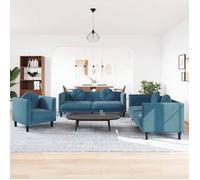 vidaXL Ensemble de Canapés 3 pcs avec Coussins, Canapés avec Accoudoirs et Pieds, Meubles de Salon Salle de Séjour, Moderne,